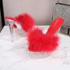 Sexy Feather Women Slippers Transparent Super High Heels Platform Sandals Ladies Party Wedding Shoes Tacones Para Mujer Zapatos