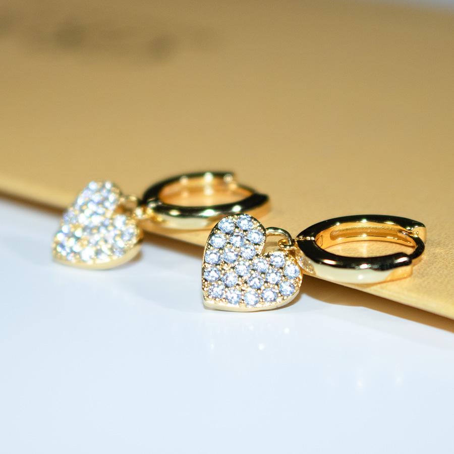 Gold Platinum Plated Heart Zircon Earrings Fashion Jewelry Heart CZ Earrings for Women