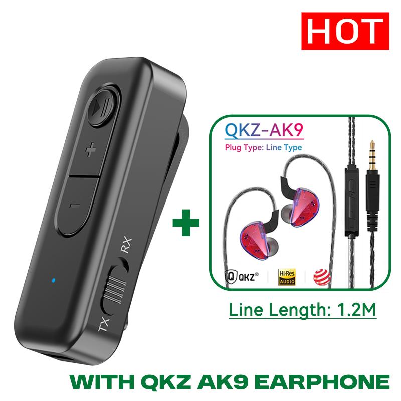 2-в-1 Bluetooth 5.3 аудио передатчик приемник 3.5MM AUX воротник-зажим с микрофоном беспроводной адаптер для автомобиля самолет ТВ ПК автомобиль