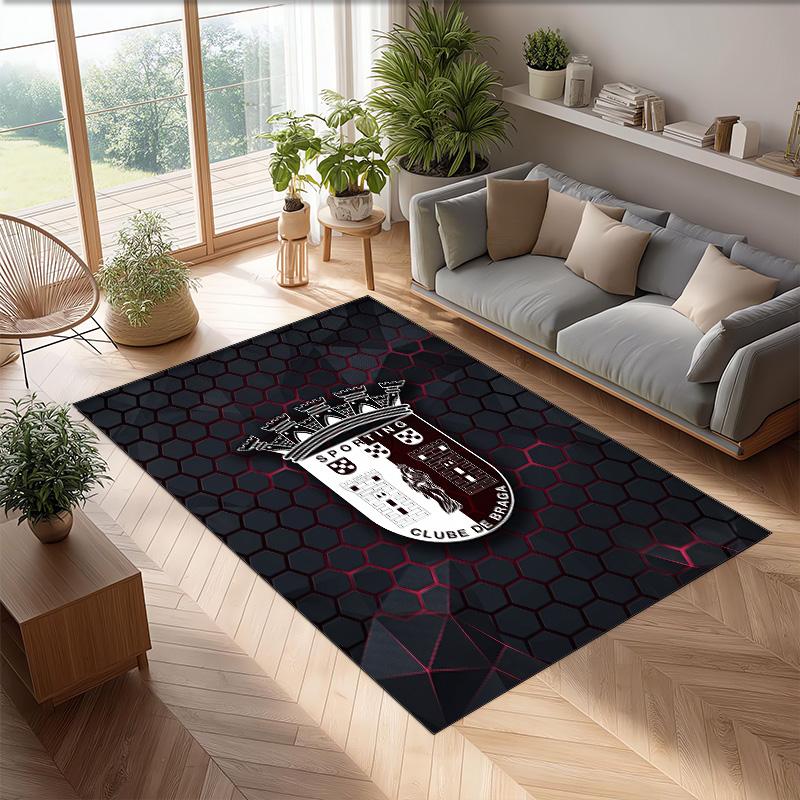 Braga FC Soccer Football Pattern Soft Area Rug Non Slip Indoor Floor Carpet Sports Decor Mat for Bedroom