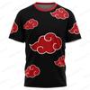 Black Aloha Akatsuki Naruto T-Shirt Fashion Summer Men Tee Shirts Japanese Anime Cosplay Male Clothing Tops