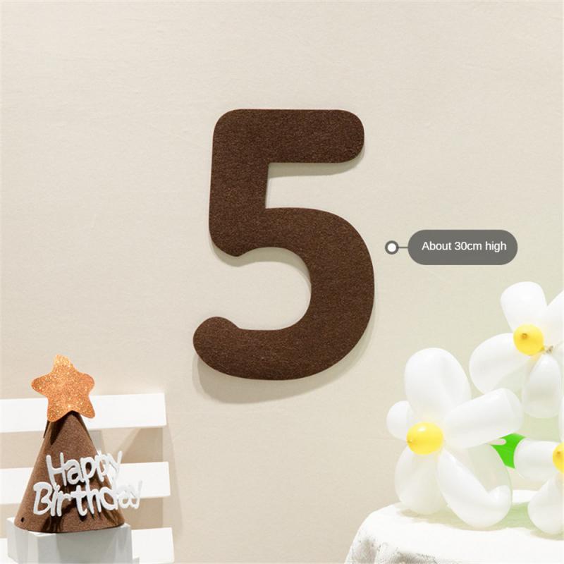 Фетровый баннер на день рождения, шариковая веревка, фетр, цифровой декор для вечеринки в честь Дня Рождения, детский подвесной флаг, тянущий цветок, принадлежности для детского душа