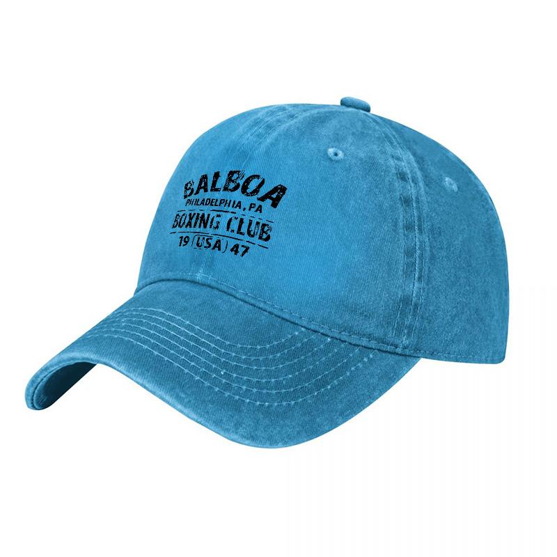 Salbca Boxing Club Washed Cotton Baseball Cap Classic Black Design With Vintage Print And Adjustable Back For Comfortable Fit