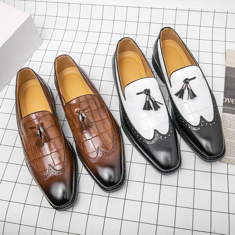 Черные мужские туфли ручной работы с острым носком, кожаные мокасины с кисточками, британский стиль, роскошные брендовые туфли, слипоны, толстая подошва, Bullock