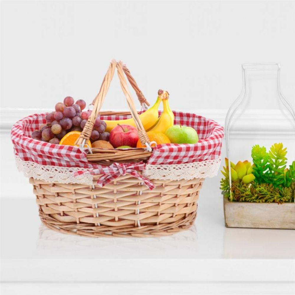 Portable Sundries Willow Woven Handwoven Storage Basket Vegetable Basket Fruit Basket Picnic Basket