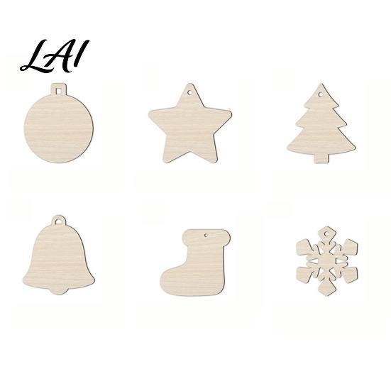 Holiday Party Hanging Decor 10Pcs 2D Wooden Christmas Ornaments Blank DIY Craft Tags Indoor Festive Tree Decorations Unfinished Wood Slices