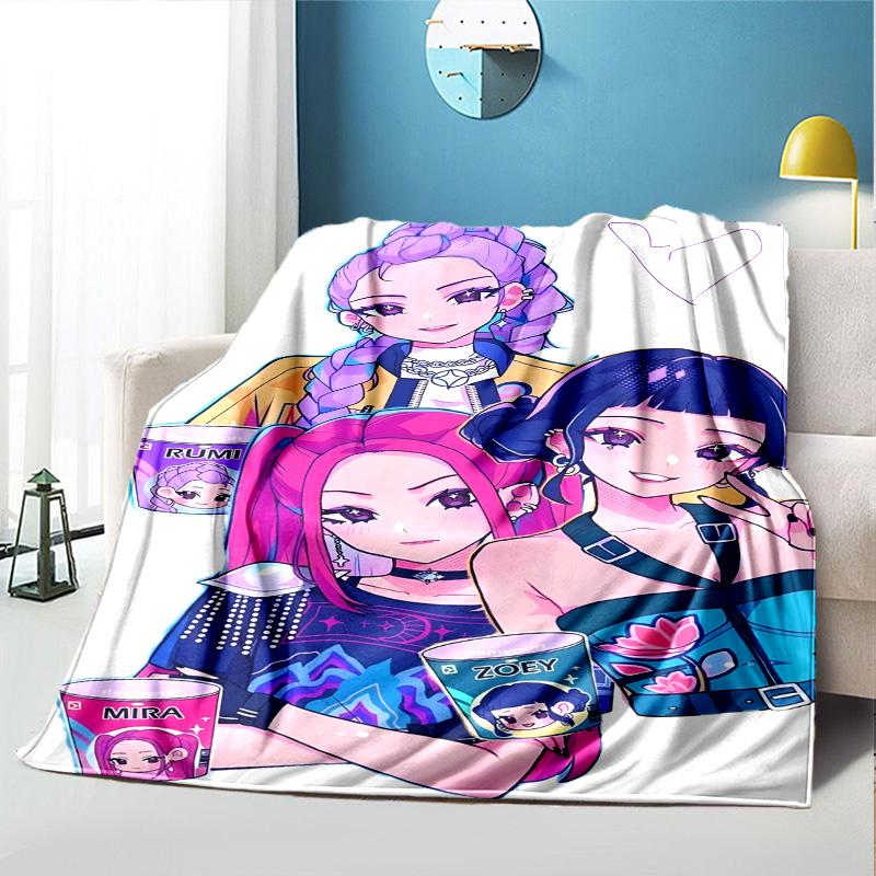 KPop Demon Hunters Pattern Blanket for Home Decoration, Bed, Sofa, Car Travel, Camping, Suitable for All Seasons, Birthday Christmas Gift