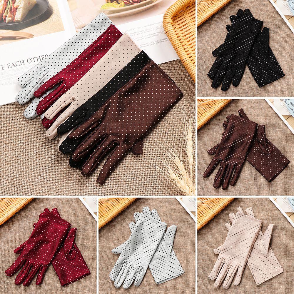 Soft Lady Girl Women's Gloves Full Finger Mittens Wrist Gloves & Mittens Sun Protection Dot Gloves