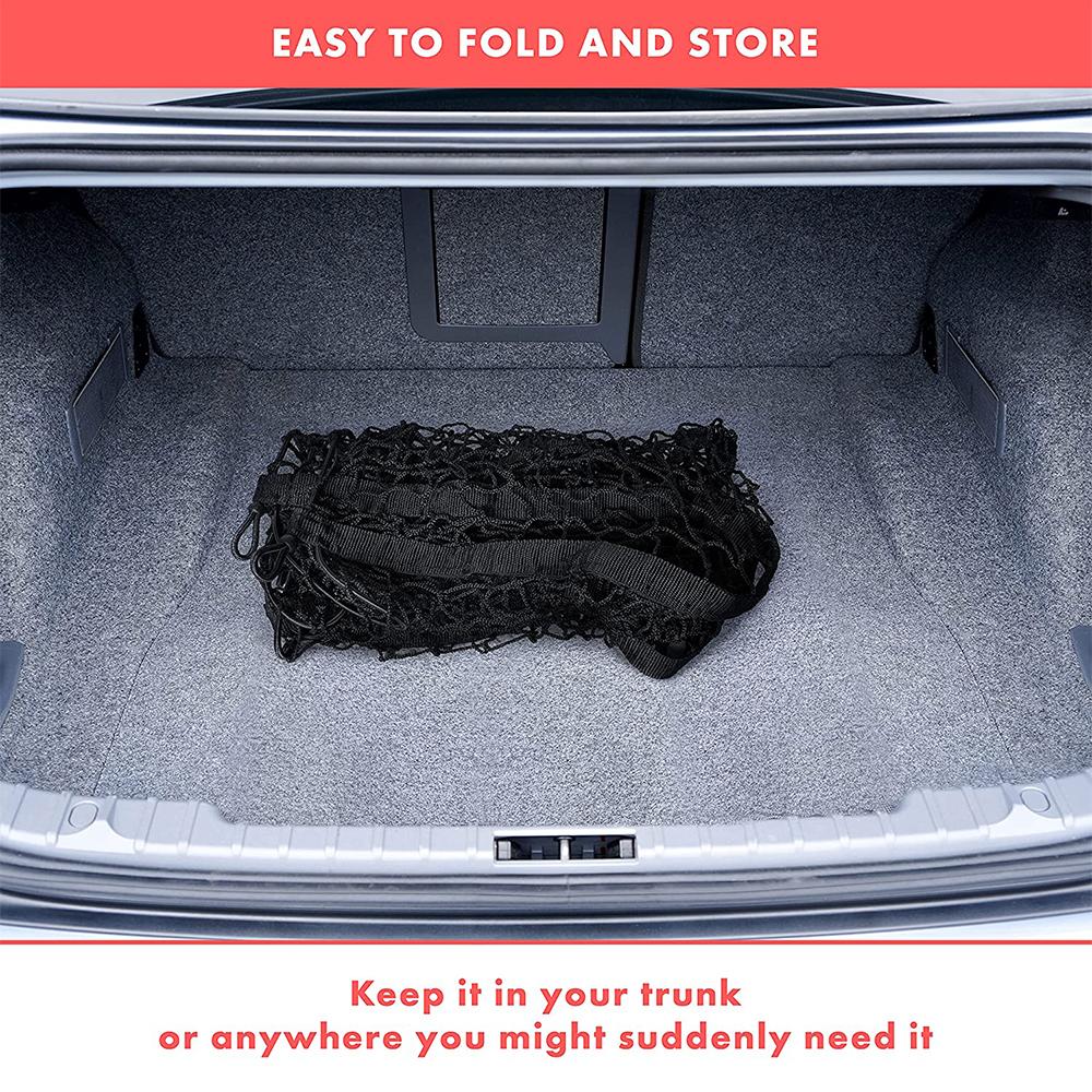 Three Pocket Cargo Net Mesh Storage Cargo Trunk Organizer Car SUV Pickup Truck Bed Black Net Auto Storage Organizer Trunk Net