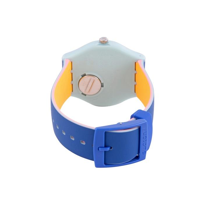 Swatch Новые кварцевые часы Gent 47,4 мм Синий циферблат Пластиковый корпус Силиконовый ремешок Унисекс часы SUOS403