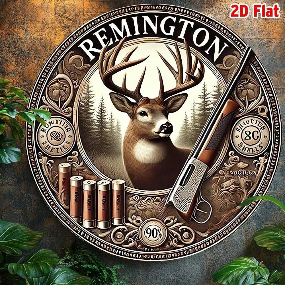 Винтажная металлическая табличка 8 дюймов Remington Classic Flat 2D Настенное искусство Декор для дома