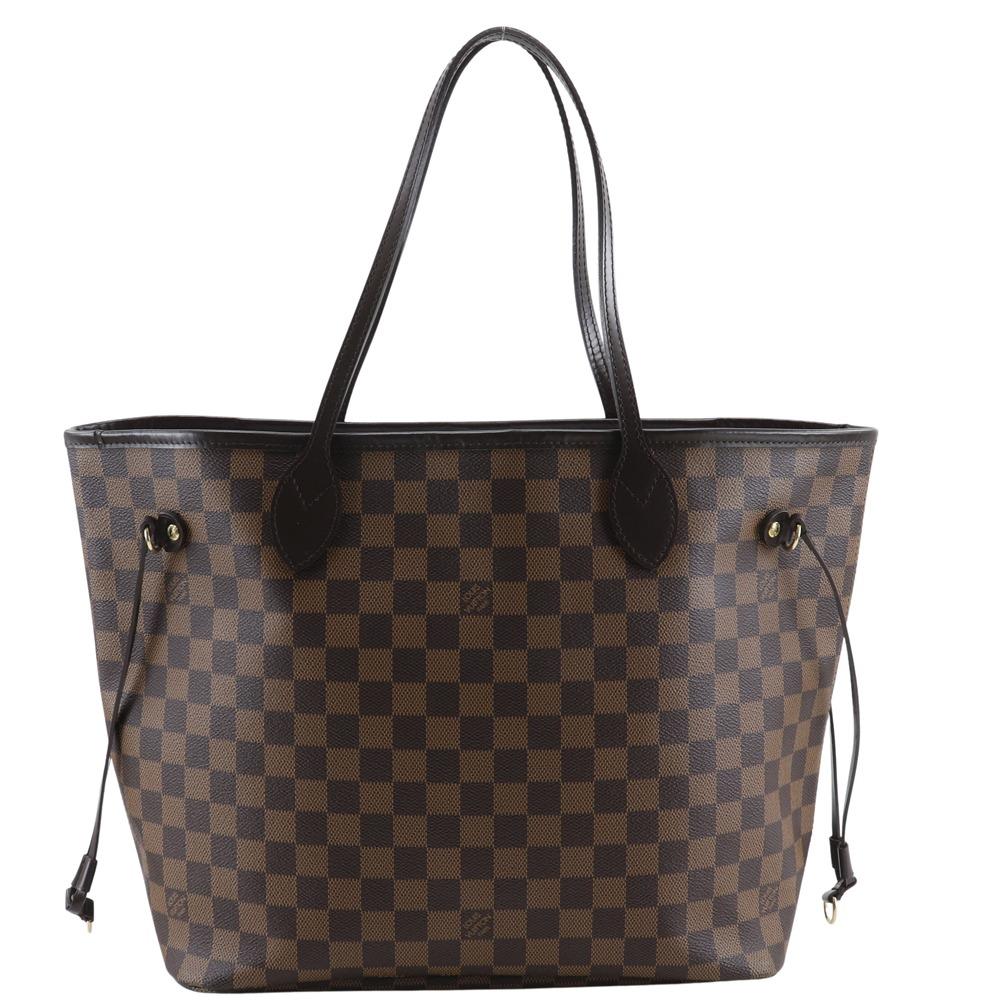 Louis Vuitton Neverfull MM Tote Bag N51105 Brown Damier Canvas Women Used