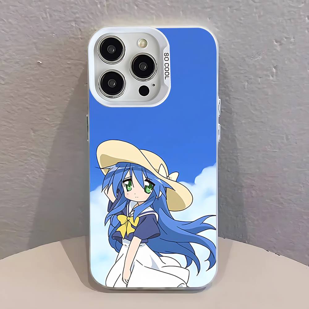 K-Konata Izumi Lucky S-Star Phone Case For iPhone 17,16,15,14,13,12,11,Pro,Max,Plus,SE,Air,Mini Anti Fall White Bumper