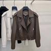 Весна и осень новый стиль мотоциклетная кожаная куртка женская короткая тонкая модная тонкая куртка топ трендовый бренд