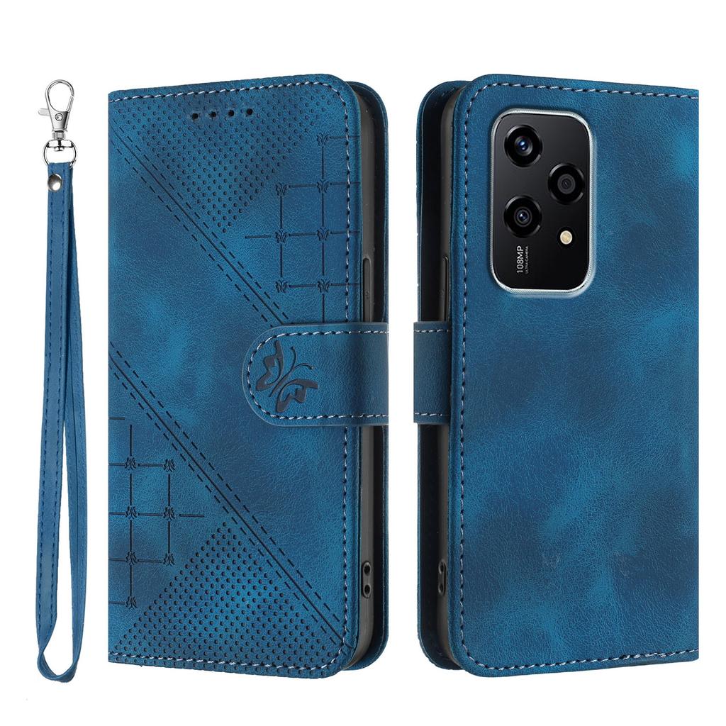 For Honor 200 Lite Leather Wallet Case Butterfly Flower Imprinted Phone Cover with Strap