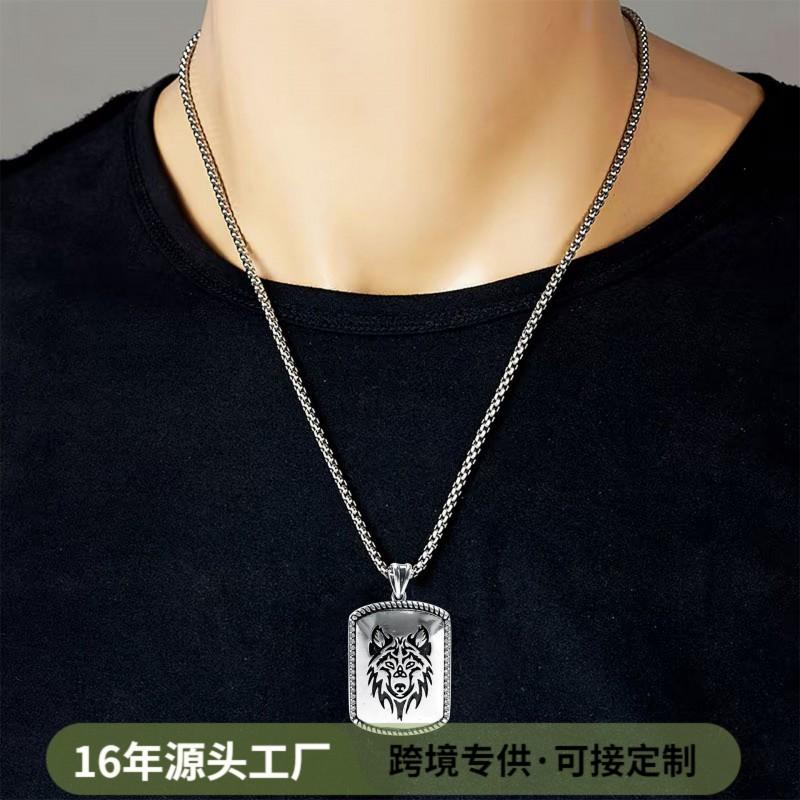 Bold Wolf Head Pendant Necklace Copper Vintage Oxidized Design Statement Jewelry Women Men