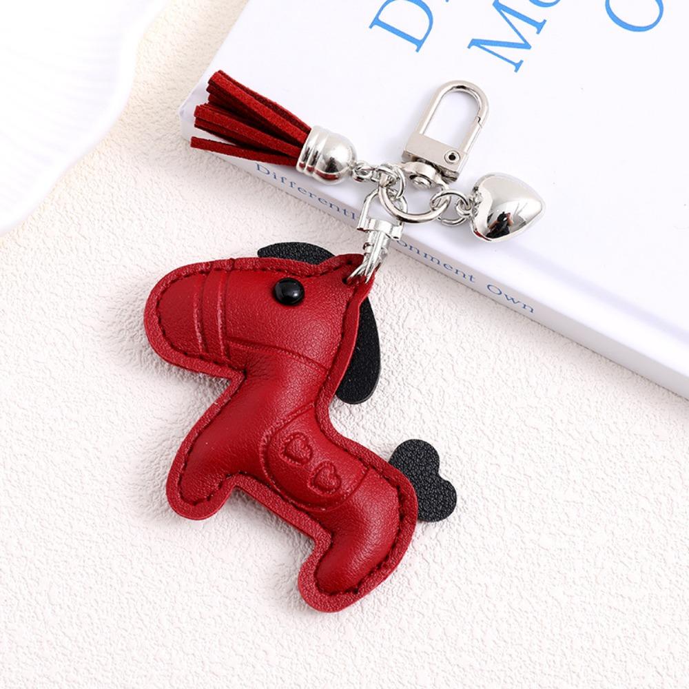 Cartoon Pu Leather Horse Key Chain Heart Zodiac Pony Bag Hanging  Year of The Horse