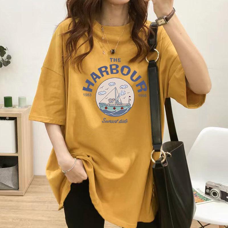 Свободная женская футболка для беременных и кормящих матерей - короткий рукав, средняя длина, большие размеры, летний топ для кормления грудью