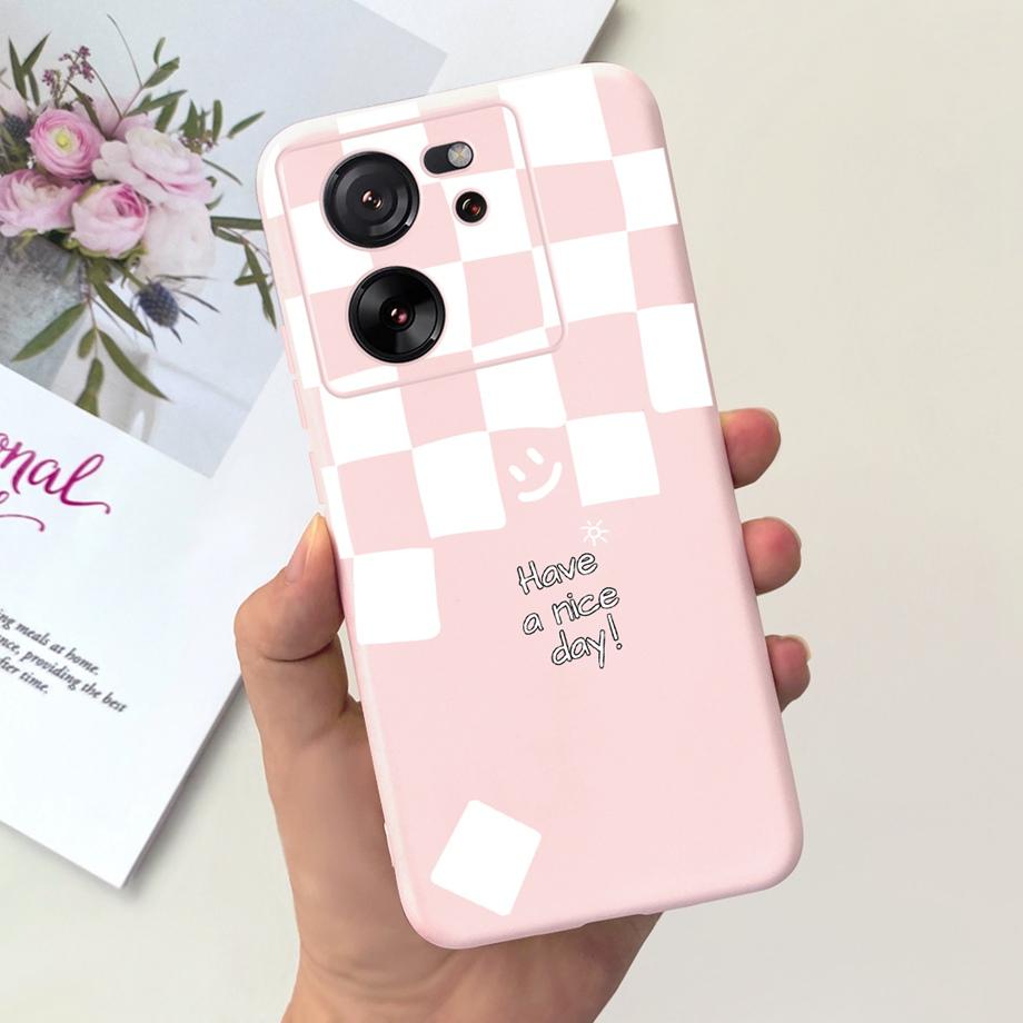 Чехол для Xiaomi Redmi 13C Задняя крышка для Xiaomi Mi 13T Pro Мягкий матовый жидкий силикон Цветочный мультяшный принт Чехол-сумка для Mi13T Pro