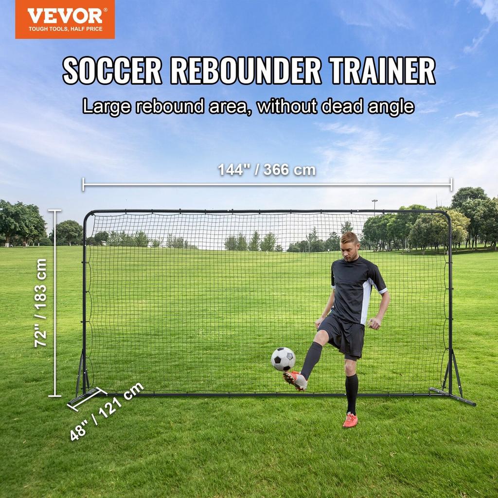 Soccer Rebounder Net, 12x6FT Iron Soccer Training Equipment, Sports Football Training Gift with Portable Bag, Volleyball Rebounder Wall Perfect for