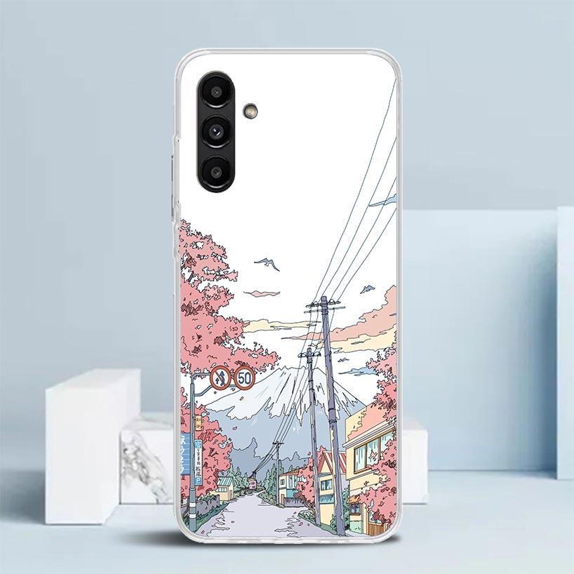 Эстетичная Аниме Пейзажная Обложка для Samsung Galaxy A17 A37 A57 A16 A26 A36 A56 A15 A14 A55 Чехол для Телефона A13 A53 A25 A35 A24 A34 A23