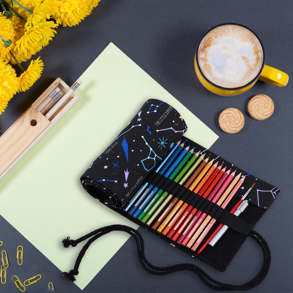 Складной пенал для карандашей, держатель для ручек, холщовая упаковка, сумки-органайзер, пенал, школьный пенал, чехол