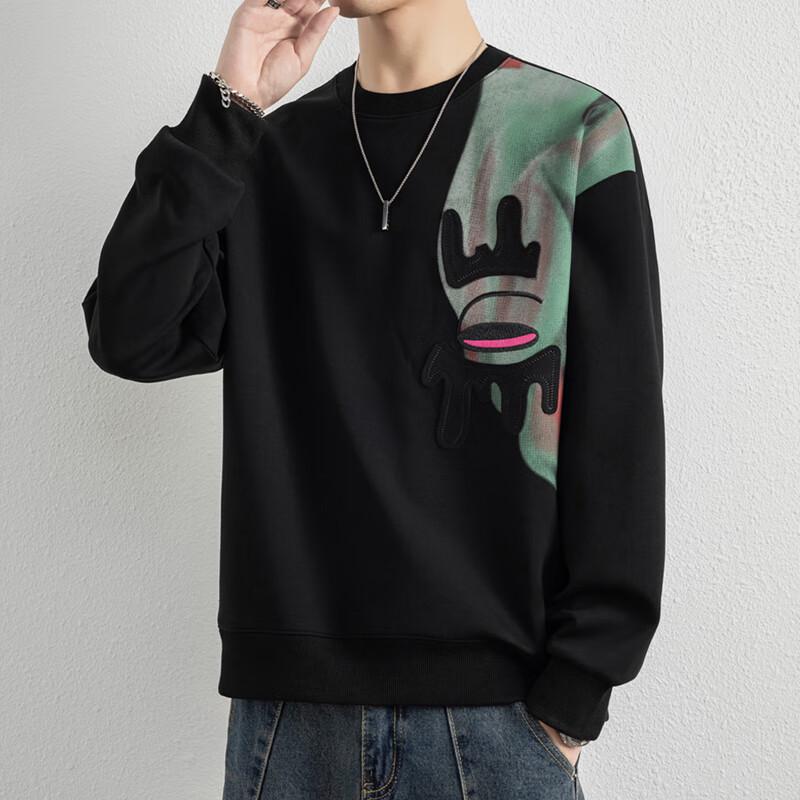 Мужской пуловер с длинным рукавом и вышивкой в американском ретро-стиле