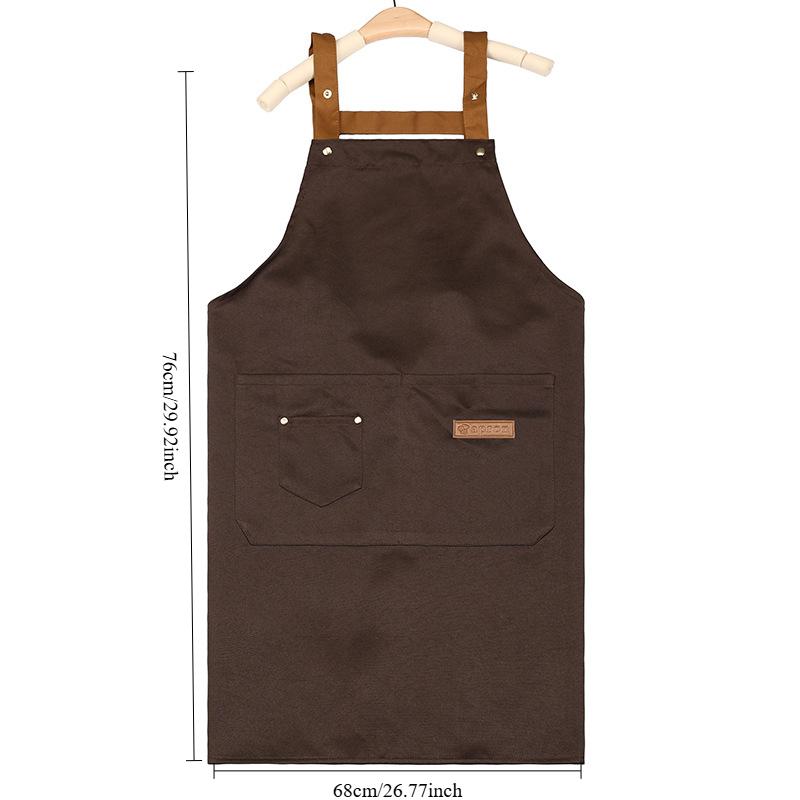 Waterproof and Oil Resistant Solid Color Kitchen Apron Durable with Pockets Suitable for Men and Women Adjustable Work Apron