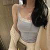 Сексуальный тонкий топ на бретелях, женский весенне-летний жилет на подтяжках, кружевная майка с тонким однотонным топом из ледяного шелка