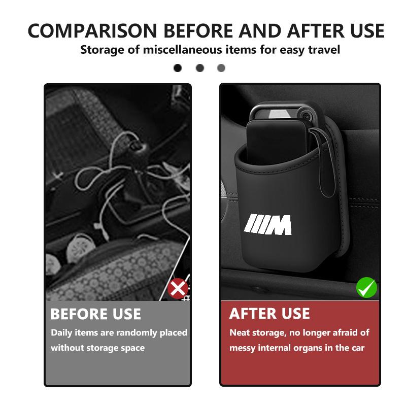 NTSM5 Car Leather Cup Holder Hang Drink Storage Box Accessories For BMW M F10 F20 F30 F40 F15 F25 F26 F31 F49 E62 E83 E84