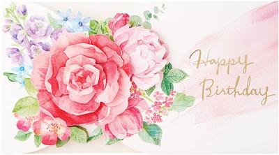 Открытка на день рождения Sanrio Flower Pink P 1719 Standard Half-3D FA19-1