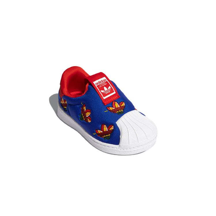 adidas Оригиналы SUPERSTAR 360 Устойчивые к истиранию Низкие детские кроссовки Синий Белый Красный Для младенцев и малышей FY2512