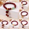 Red Lucky Beaded Bracelet Bangle For Women Chinese Style Adjustable Wristband Handmade Pendant Bracelet Party Birthday Jewelry