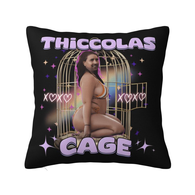 Fashion Thiccolas Cage Funny Nicolas Meme Cushion Covers xcm Velvet Throw Pillow Case Sofa Square Pillowcase Home Decor