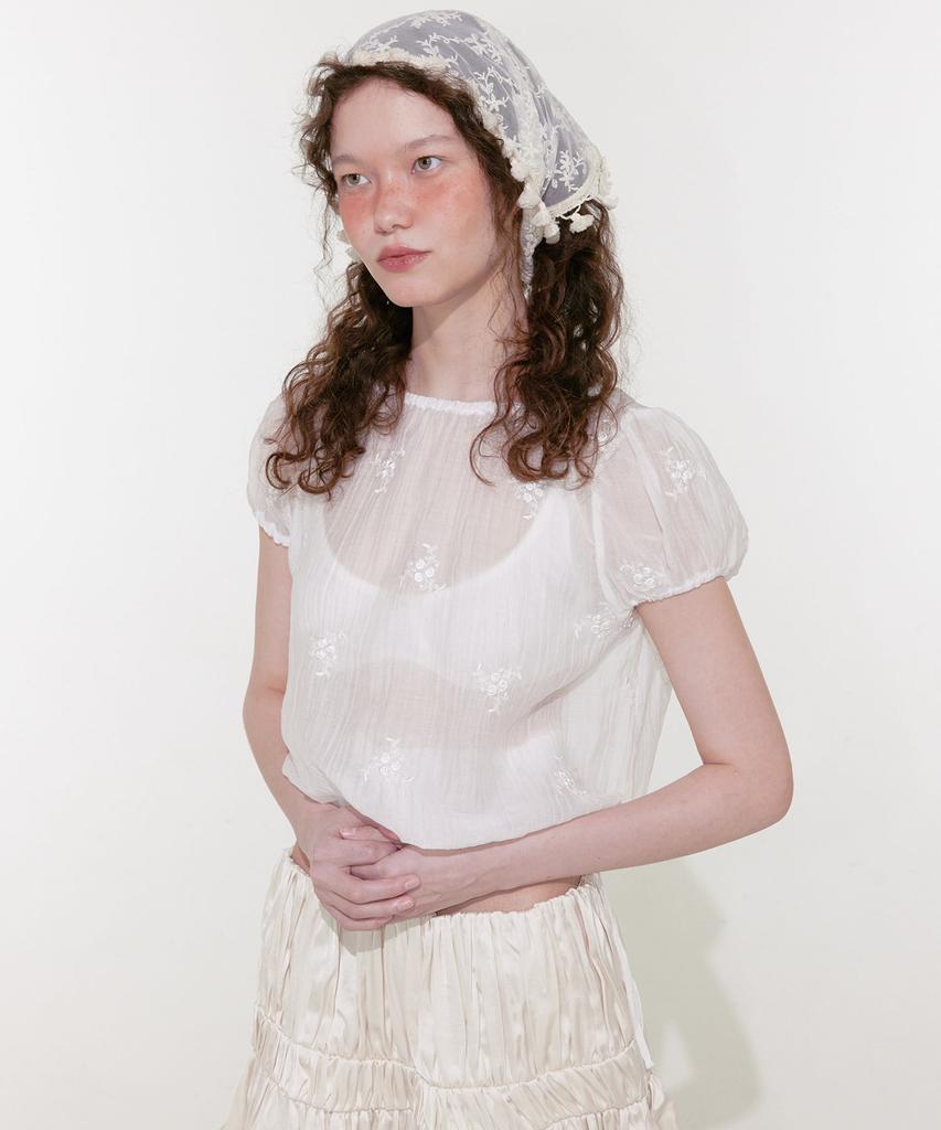 LOULOUSEOUL Flower String Blouse (White)