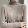 Осенне-зимний свитер, женский джемпер с высоким воротом, однотонный свитер, длинный рукав, теплый кашемировый свитер из мериносовой шерсти