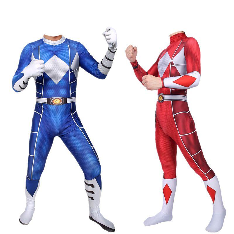 Halloween Power Rangers Bodysuit Spandex Cosplay Costume Unisex Kids Party Adult