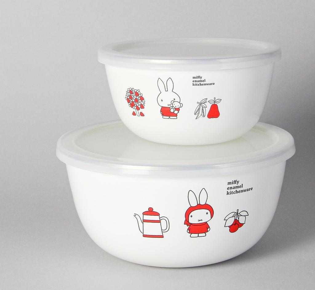 Emile Miffy Enamel of 2 Mixing Balls Strong Against Acid and Alkali and Does Not Transfer Odors Dick Bruna Comes with a Sealed Lid for Convenient