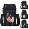 Cat Flower Women Mobile Phone Bag Cartoon Animal Female Purses and Handbags Rabbit Dog Print Wrist Bag Crossbody Bags
