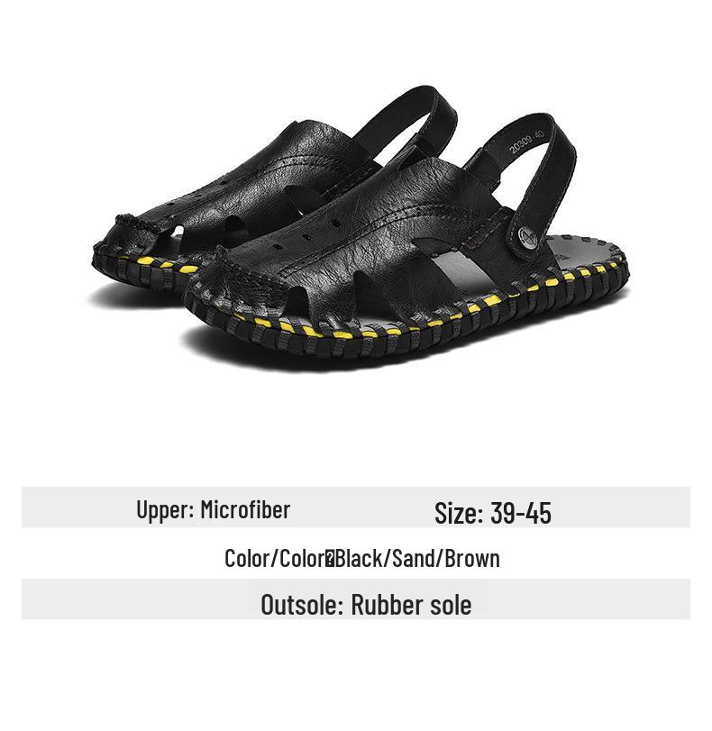 Men's Cross-Strap Breathable Closed-Toe Summer Sandals for Outdoor and Beach