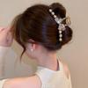 Rhinestone Bow Claw Clip Korean Style Pearl Hair Claw Sweet Large Shark Clip  Ladies