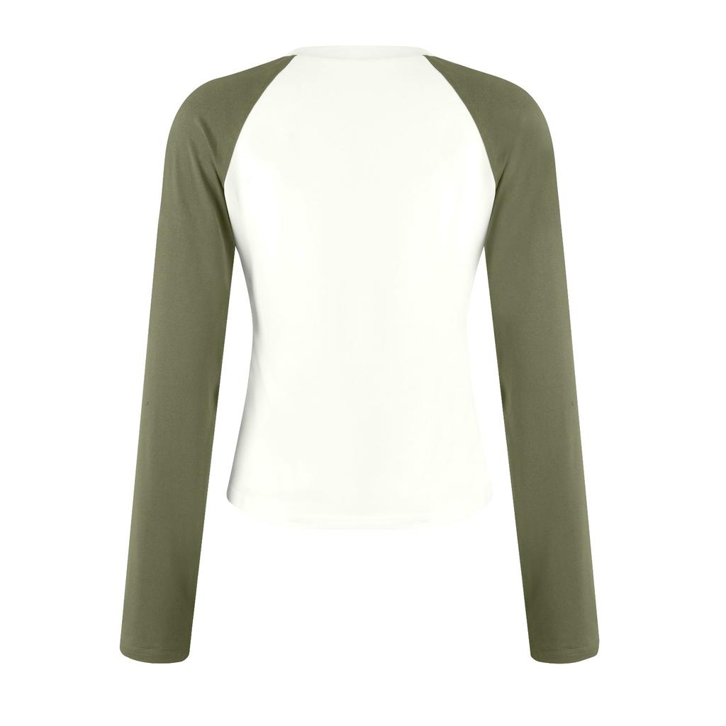 Женские рубашки с длинным рукавом, облегающие, эластичные, с цветными блоками, слегка укороченные топы