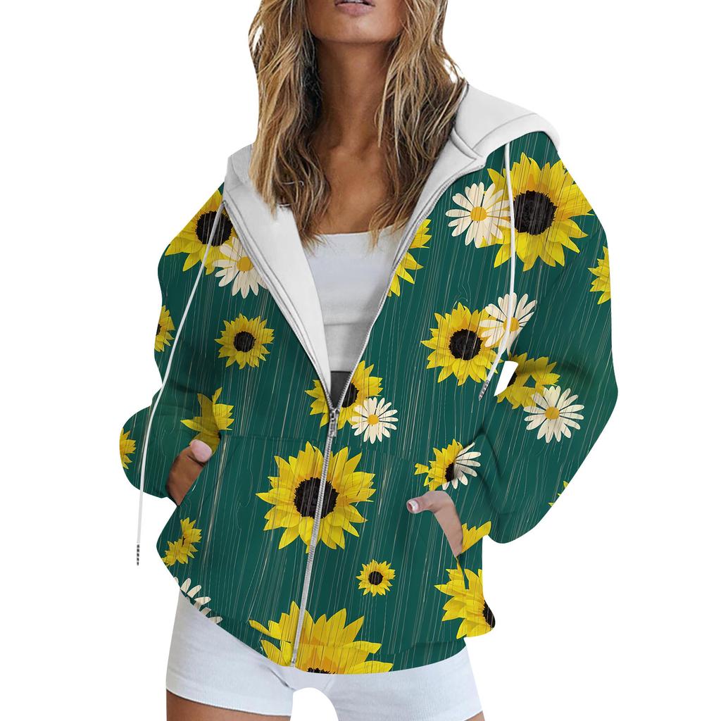 Женская толстовка с длинным рукавом и принтом, куртка с длинными рукавами и карманами, на молнии, пальто с капюшоном