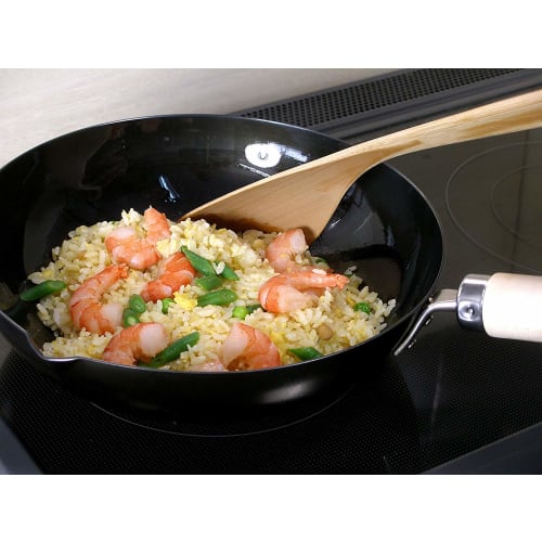 River Light Extreme Iron Frying Pan, Deep Stir-Frying Pan, 30cm, Iron Nitride Finish, Induction Compatible, Rust-Resistant, Wok, Made in Japan, K1430