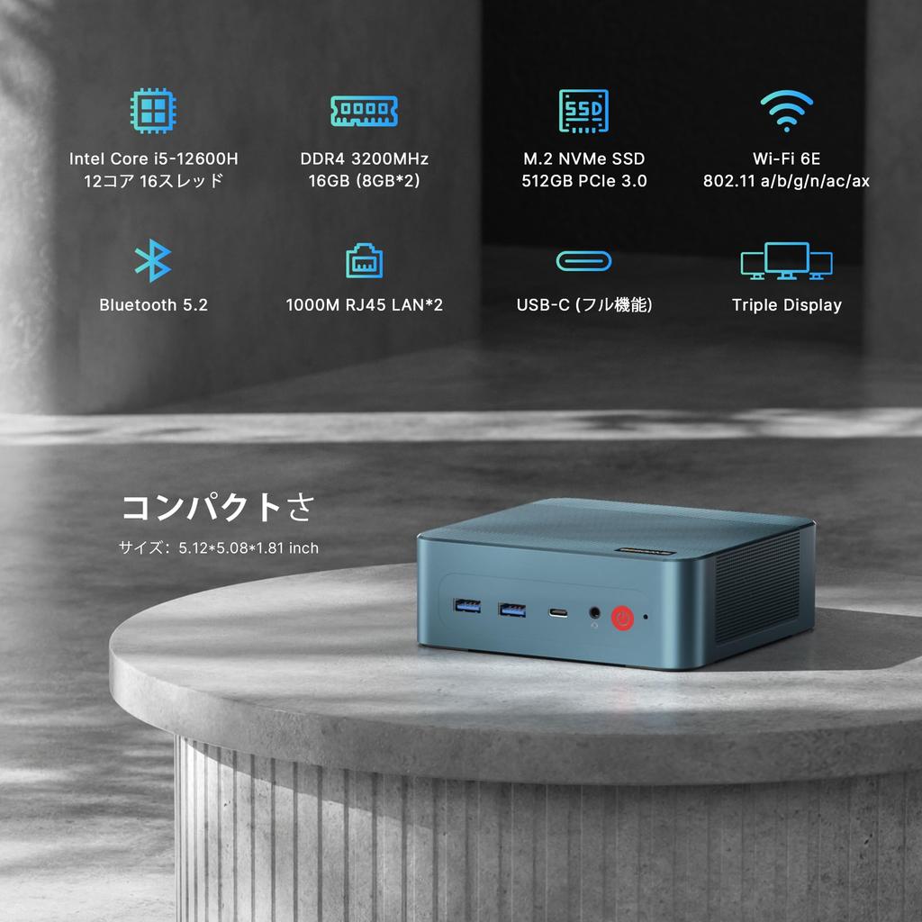 Intel Mini PC I5 12600H BOSGAME P2 Lite Mini PC 16G DDR4 3200Mhz RAM 512G PCIe NVMe SSD Mini PC Equipped with Windows 11 Pro WiFi 6E Dual LAN Screen