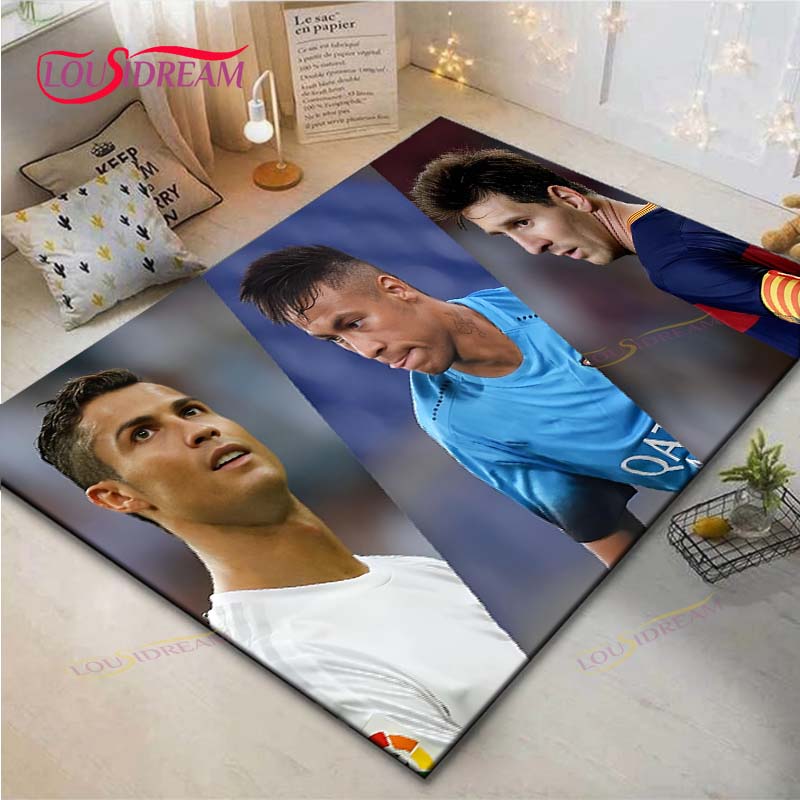 Криштиану Роналду--Месси-Неймар Ковер с принтом Гостиная Противоскользящий ковер Детская спальня Коврики Игровой ковер Большой ковер Декор