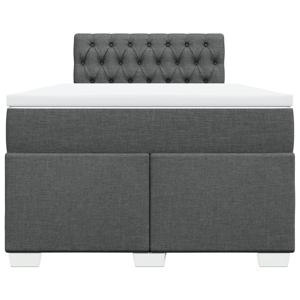 Box Spring Bed with Mattress Dark Gray 120 x 190 cm Fabric
