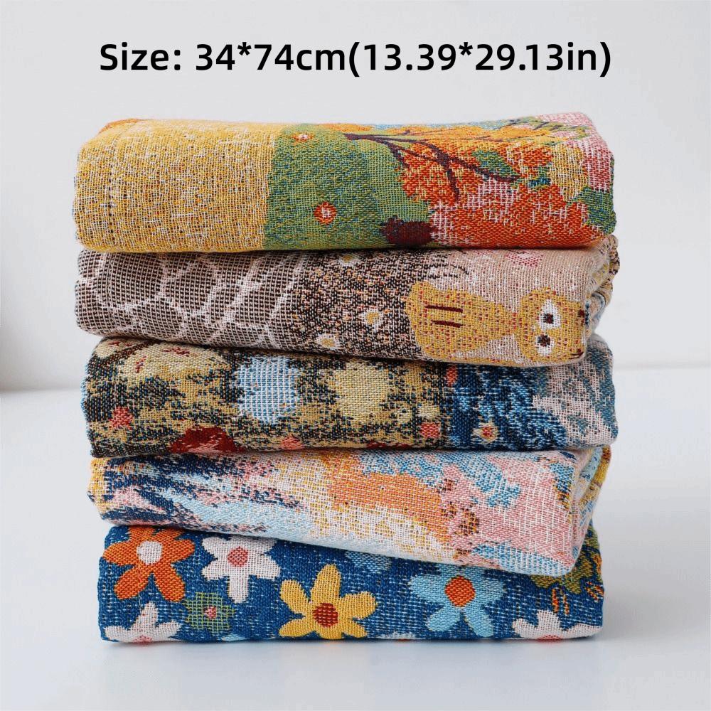New 34x74cm Pure Cotton Face Towels Cartoon Soft Large Hand Towel Absorbent 4 Layer Cotton Gauze Dish Cloth for Children