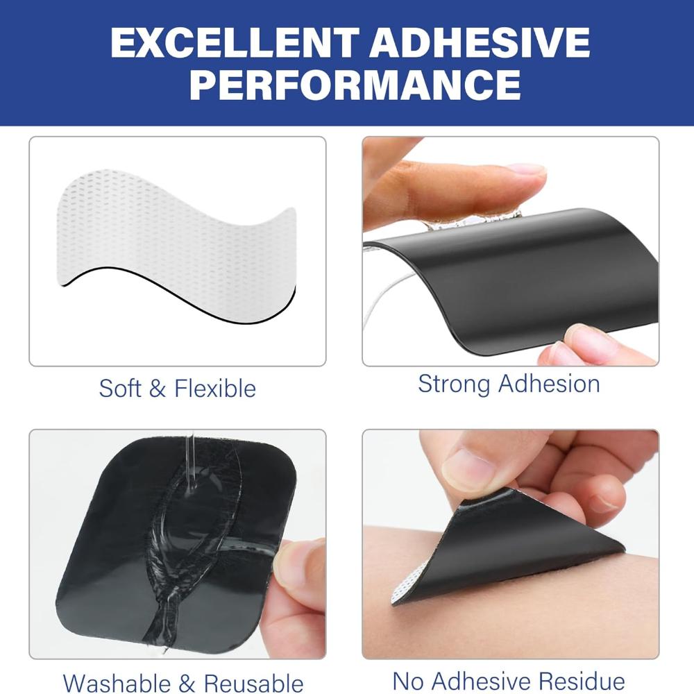 Unit Electrode Pads, 16PCS 2"x2" Unit Pads for EMS Muscle Stimulator Electrotherapy, Self-Adhesive TENS Pads Replacement, Reusable and Latex-Free
