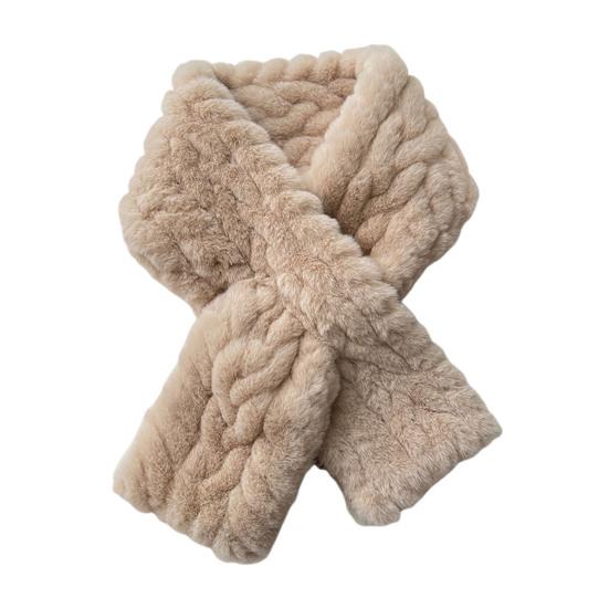 Winter Scarf Soft Imitation Rabbit Fur Solid Color Design Short Scarf Thickened Warm Plush Women Scarf Cold Weather Wear